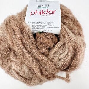 Vintage Phildar Reve 20% Mohair Yarn Bulky Light Latte Brown Made in Italy